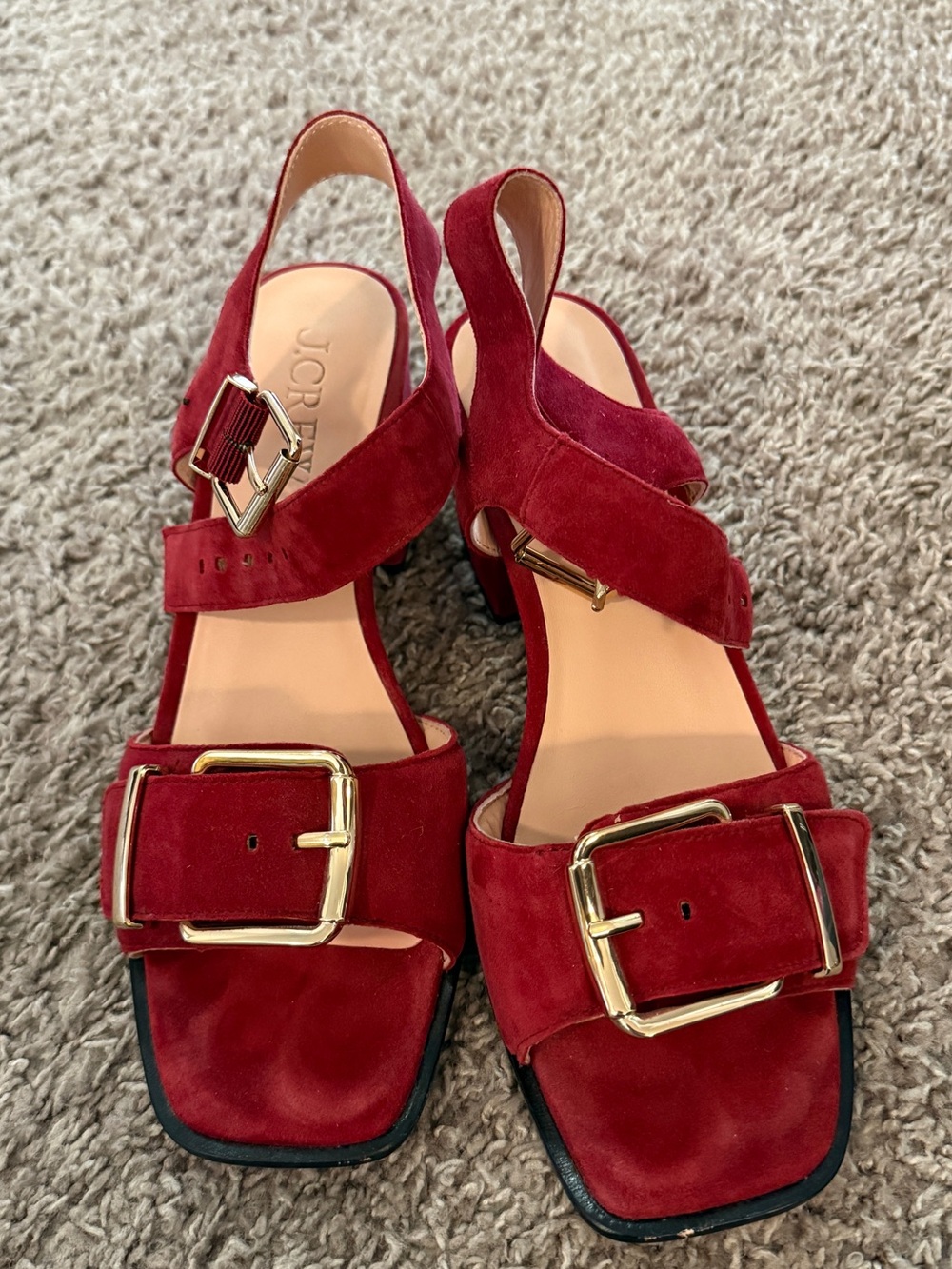 J.Crew Dylan Suede Buckle Block Heel Sandals